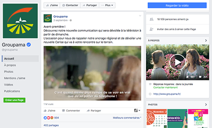 FanPage Officielle Groupama sur Facebook