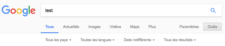 Outils et filtres de recherche dans les SERPs du moteur de recherche Google